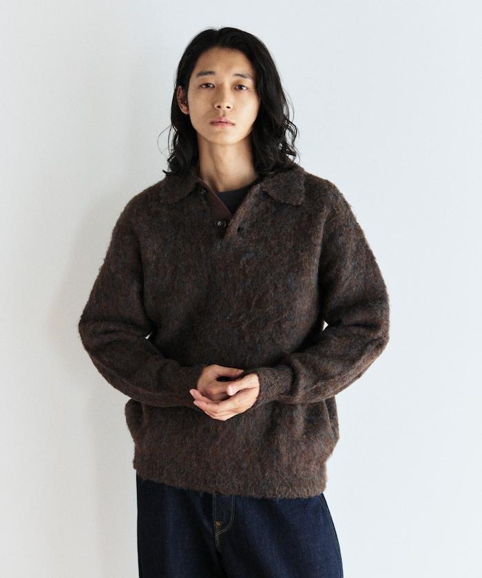 長絨毛針織POLO領毛衣