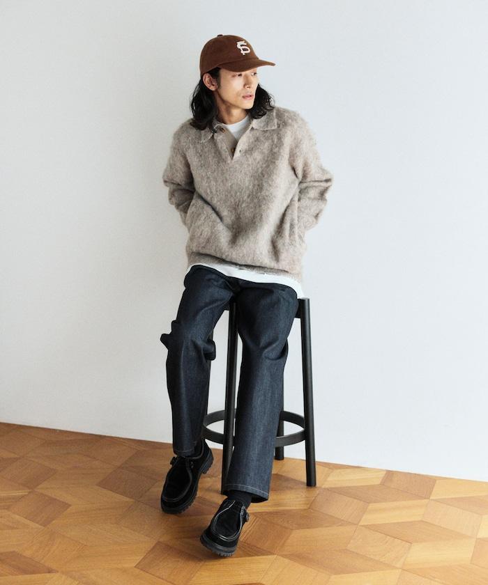 長絨毛針織POLO領毛衣