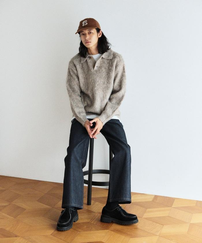 長絨毛針織POLO領毛衣