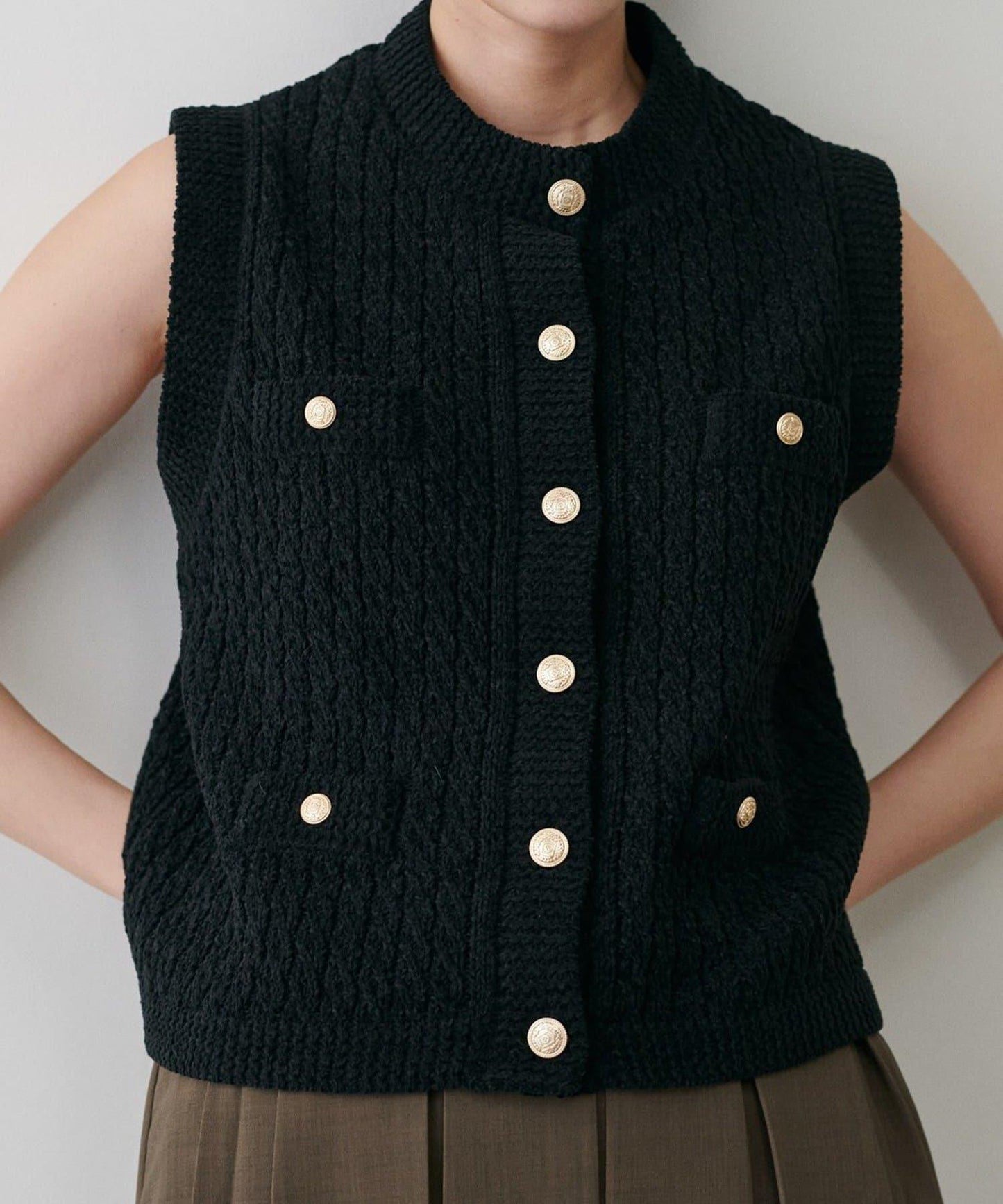 【LARUTA】毛圈圓領針織背心