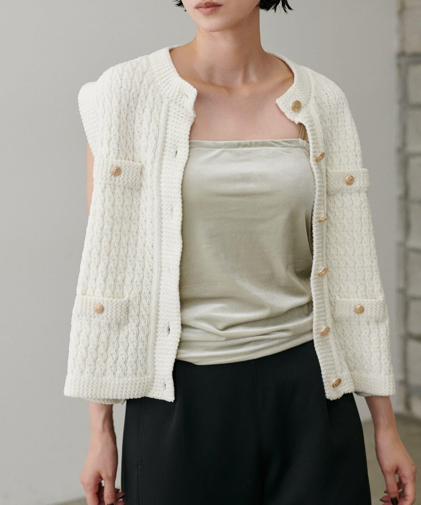 【LARUTA】毛圈圓領針織背心