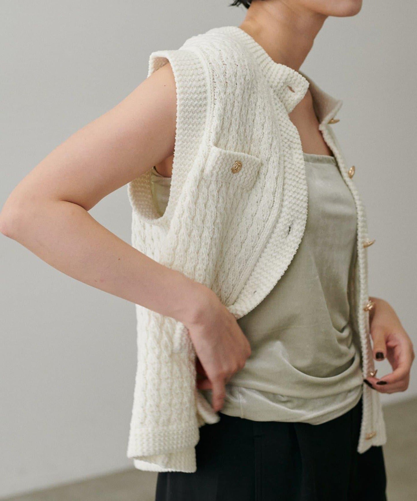 【LARUTA】毛圈圓領針織背心