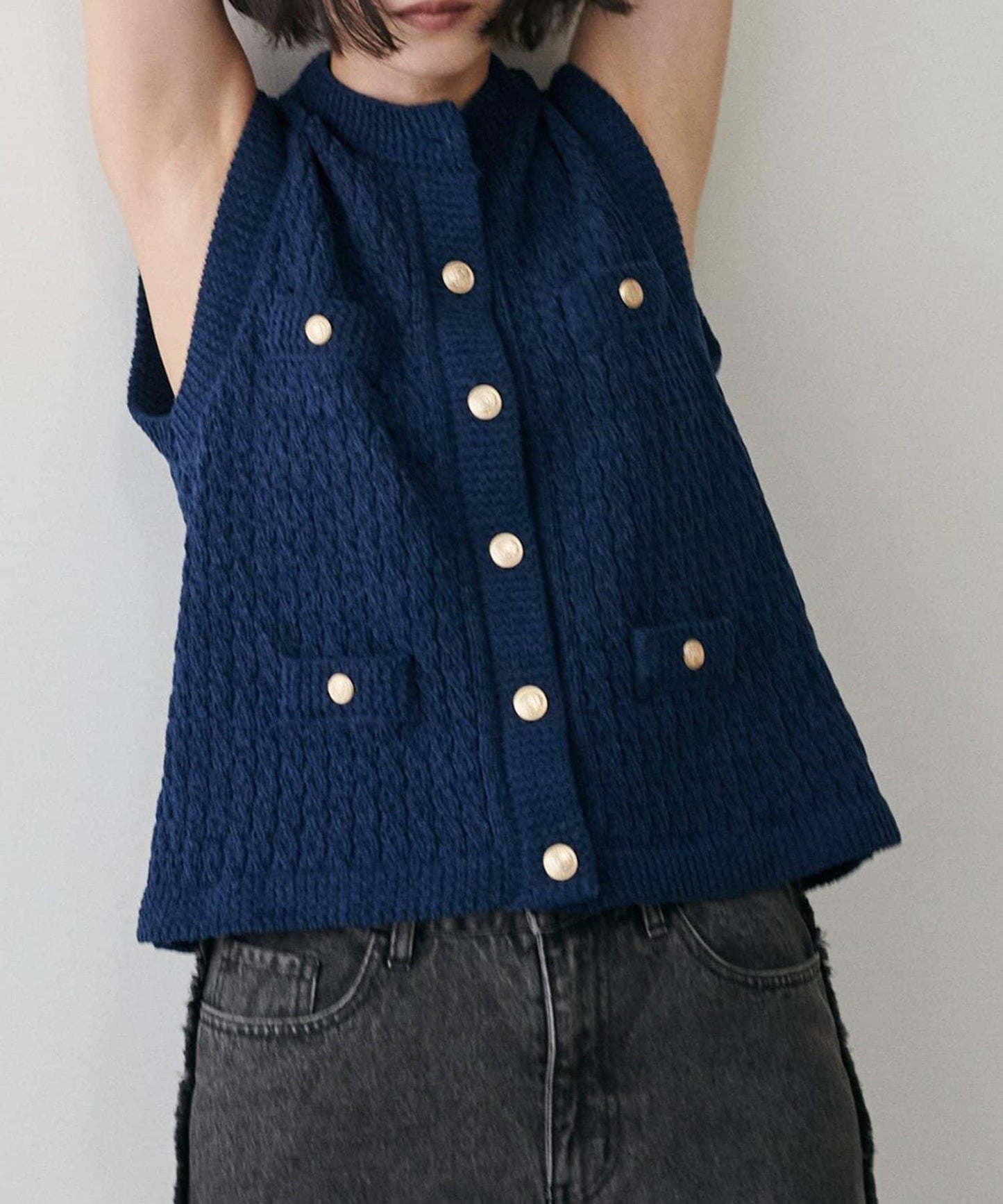 【LARUTA】毛圈圓領針織背心