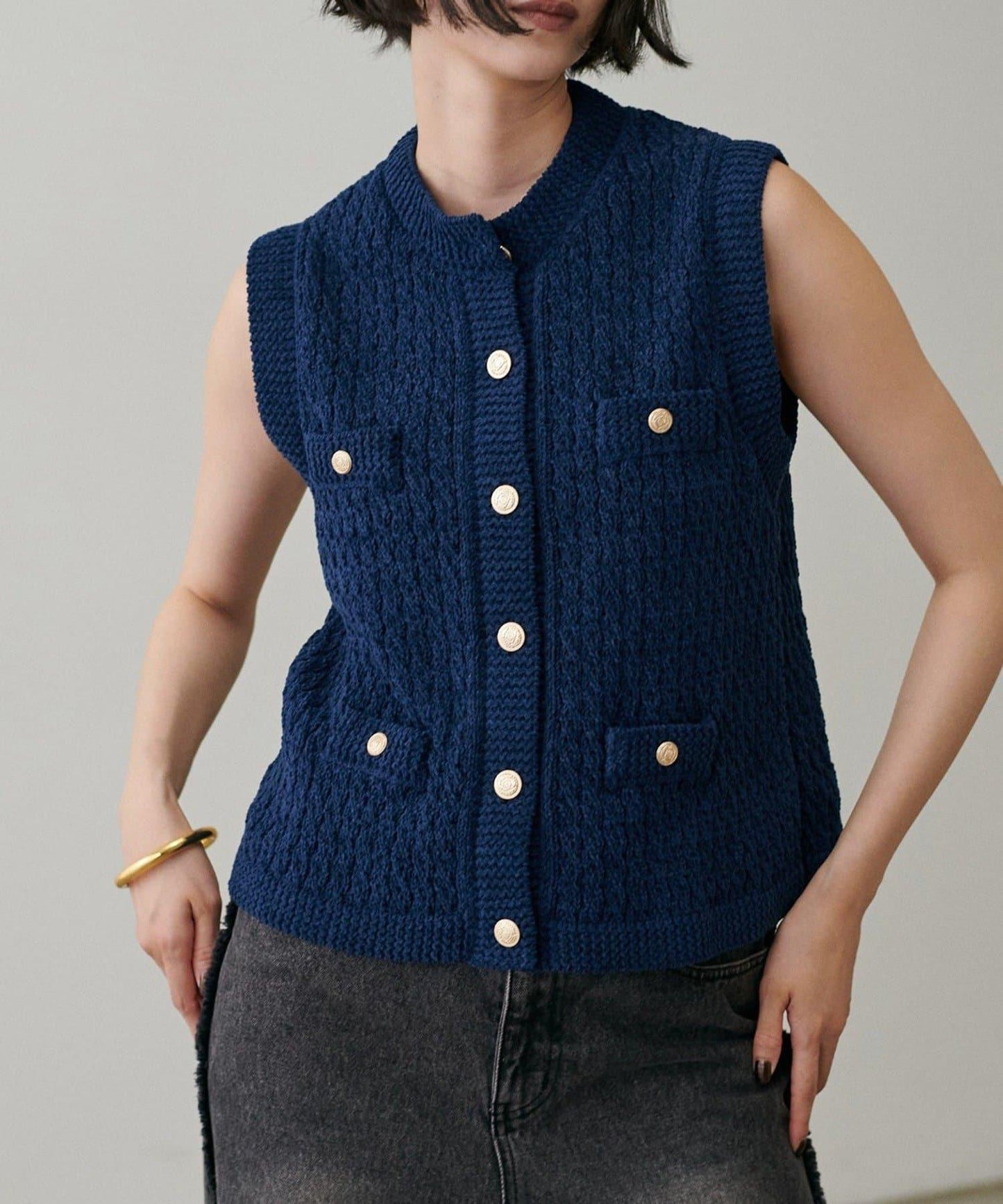 【LARUTA】毛圈圓領針織背心