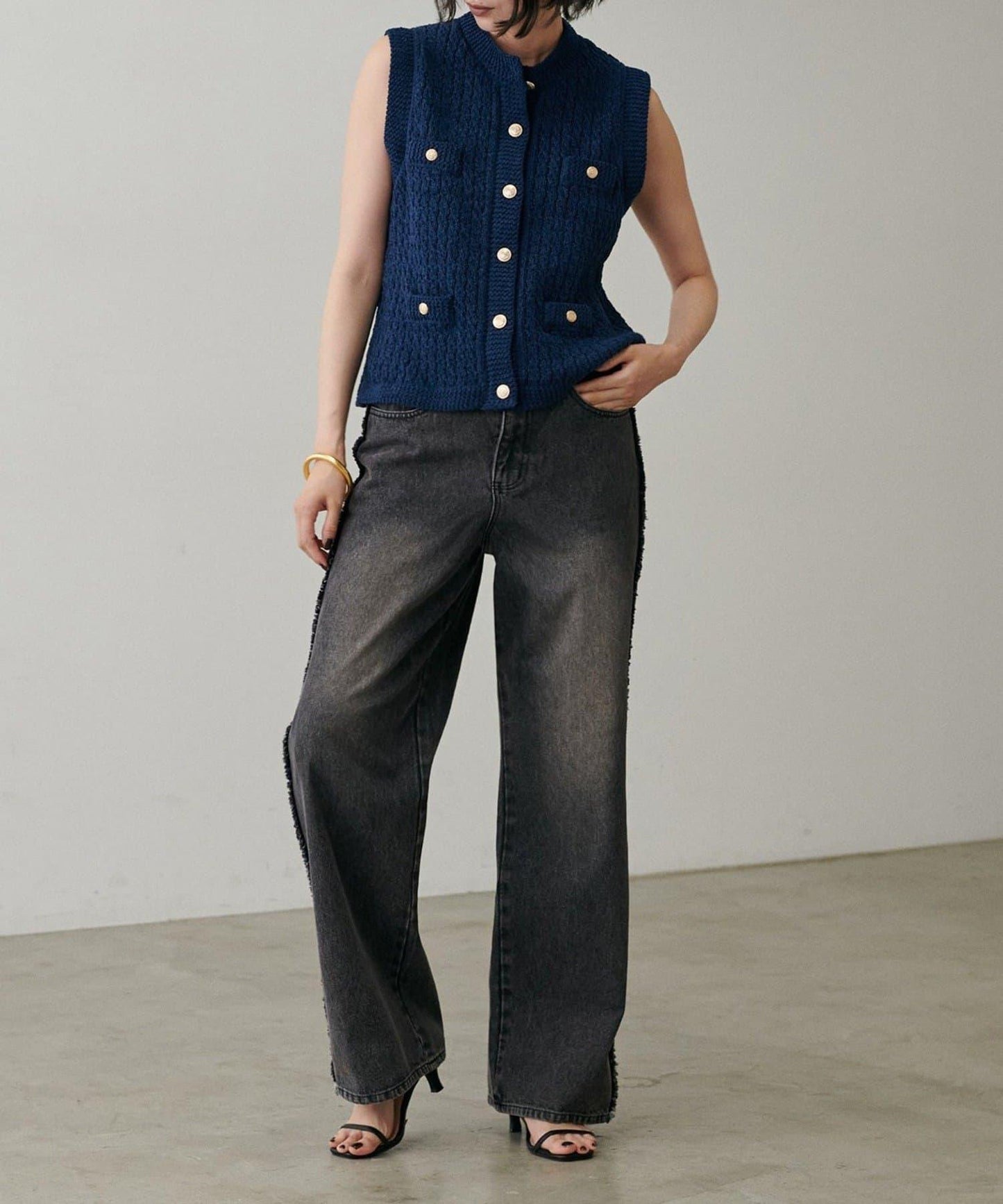 【LARUTA】毛圈圓領針織背心