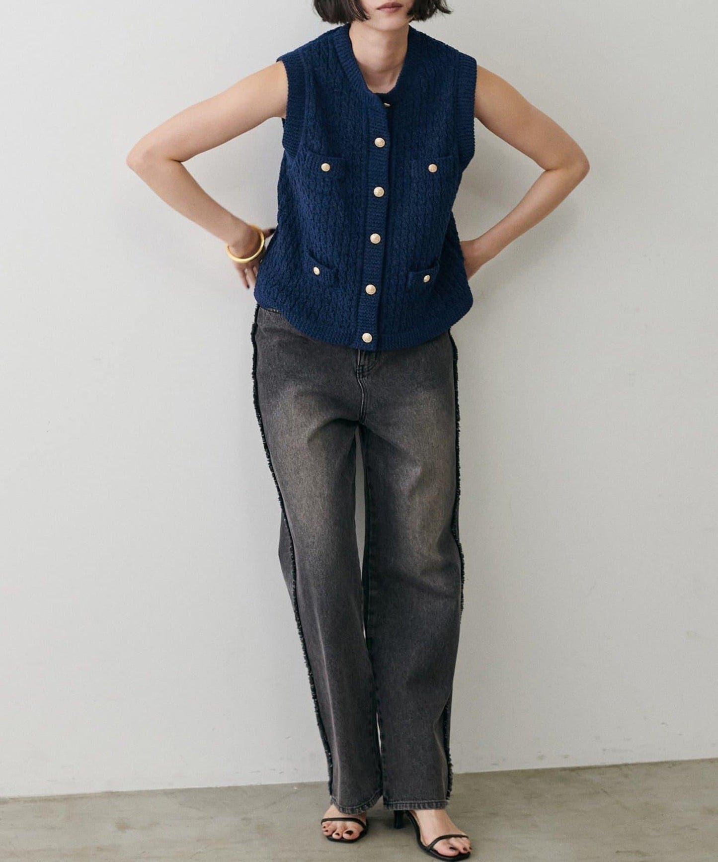 【LARUTA】毛圈圓領針織背心