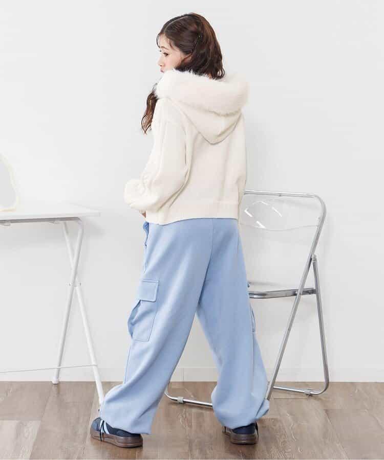 麻花針織毛絨連帽衫