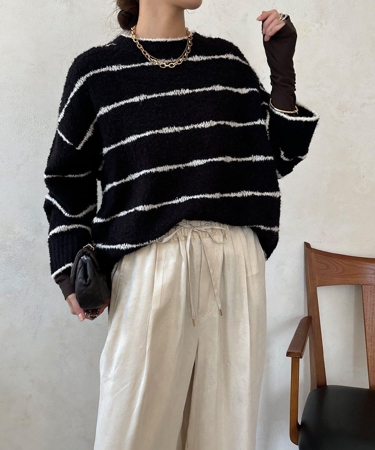 手寫風條紋套頭衫