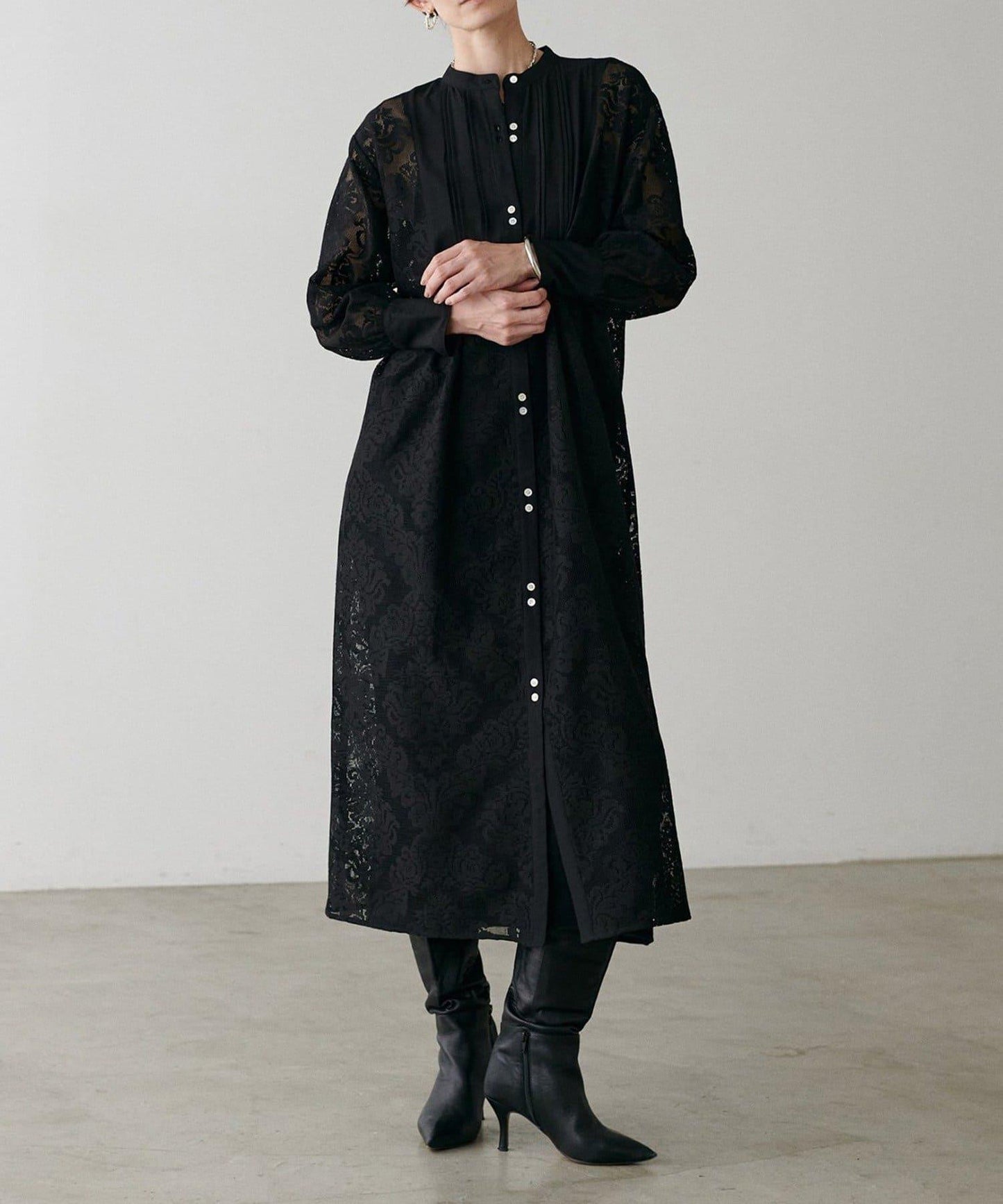 【LARUTA】拼接蕾絲連衣裙