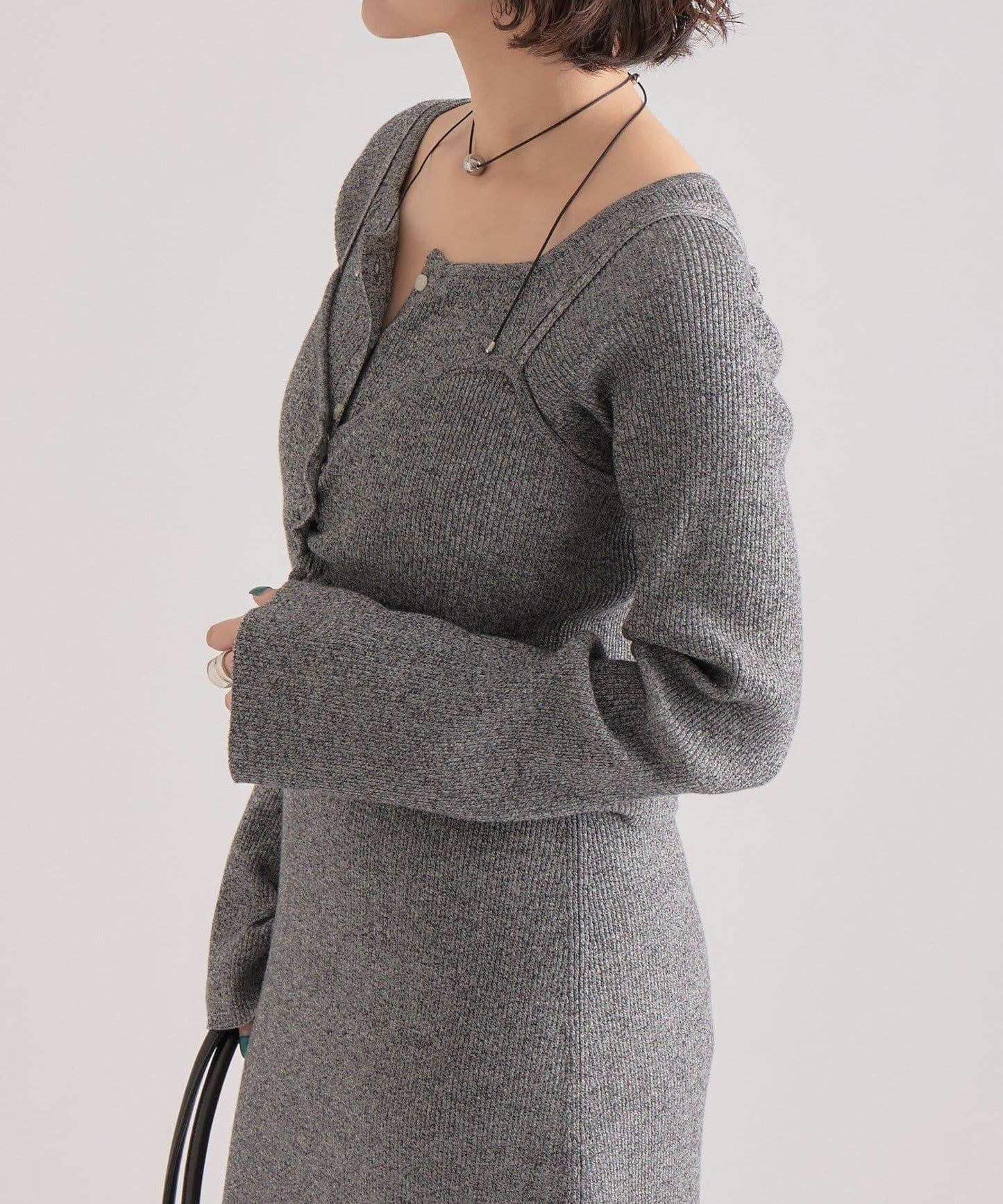 附針織背心連衣裙