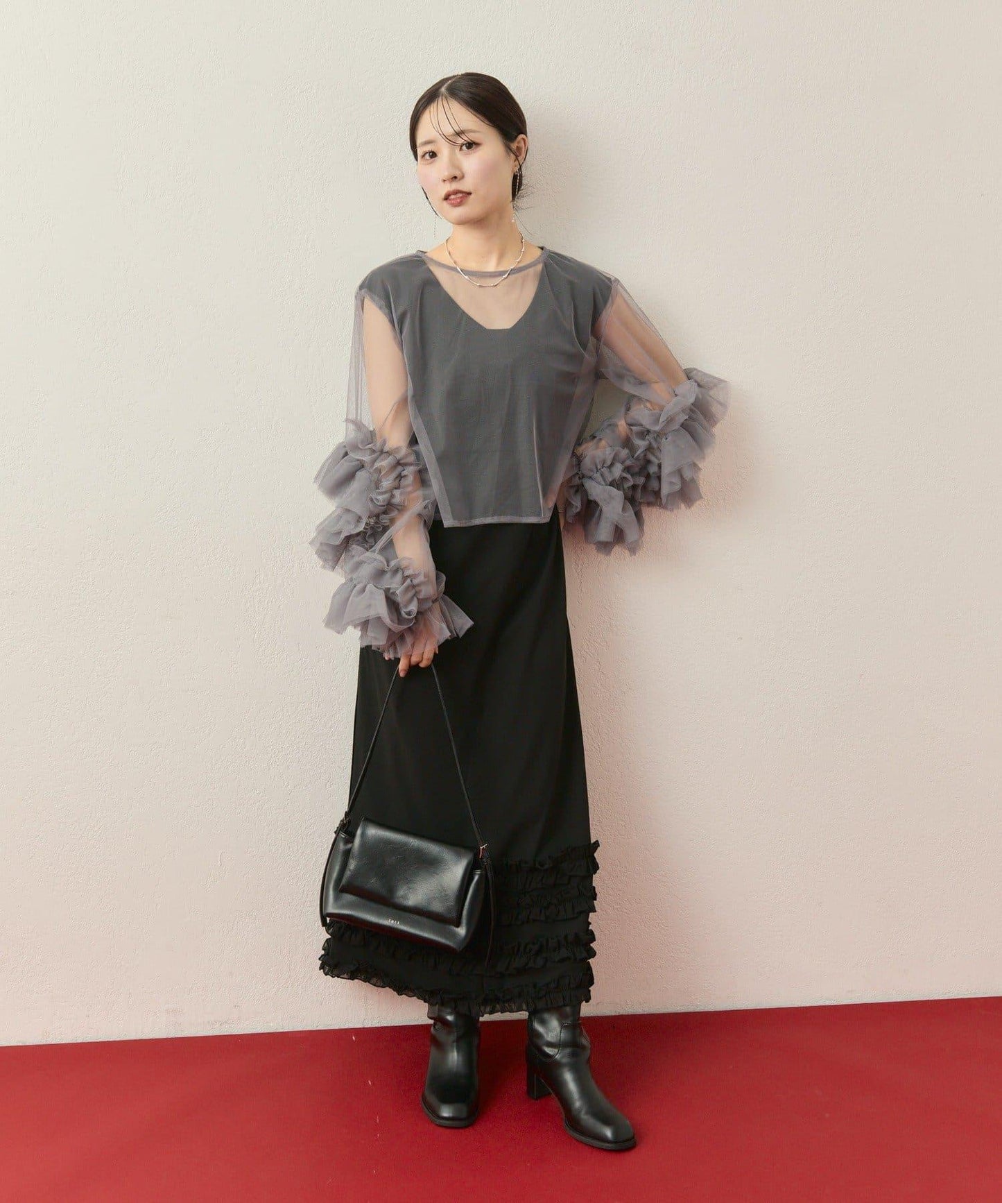 ≪10/20 12:00開始!≫【@____ri__125企劃】層疊荷葉邊連衣裙套裝
