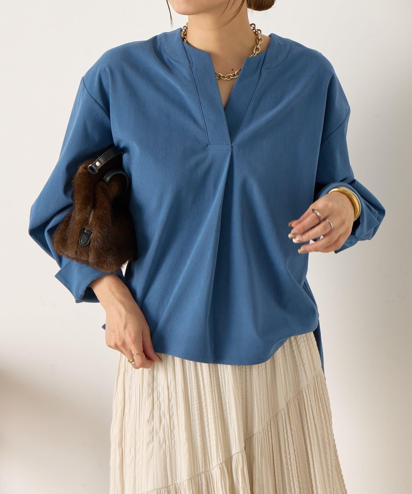 彈力磨毛高領襯衫