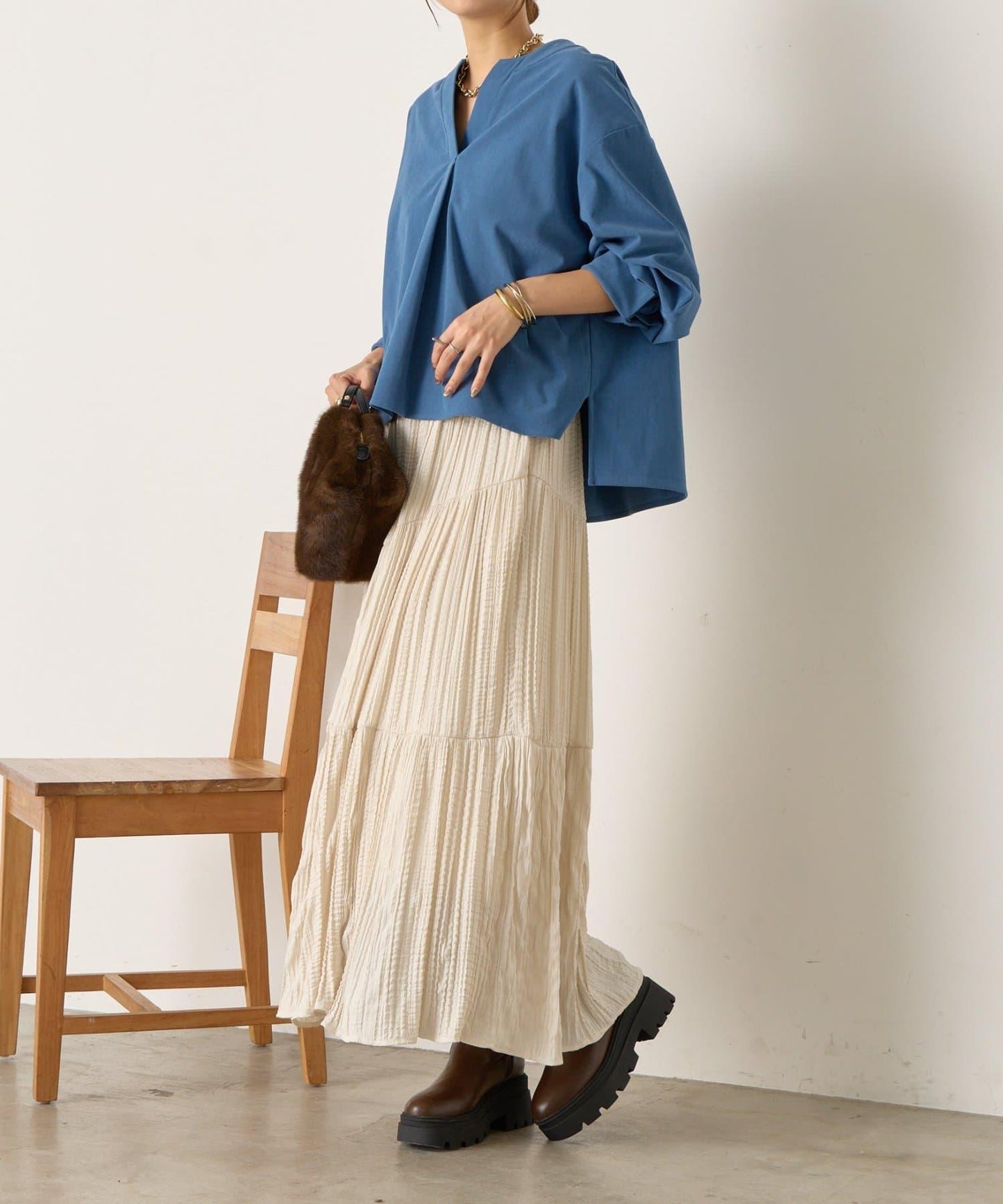 彈力磨毛高領襯衫