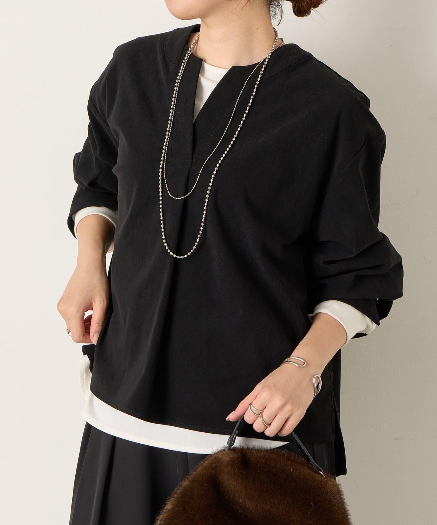 彈力磨毛高領襯衫