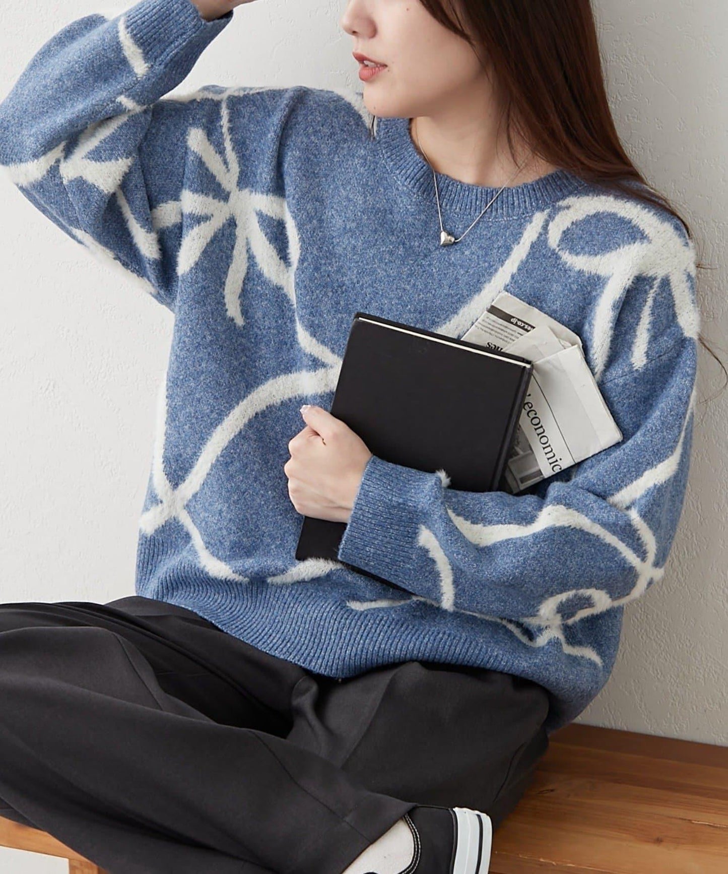 大蝴蝶結圖案針織衫