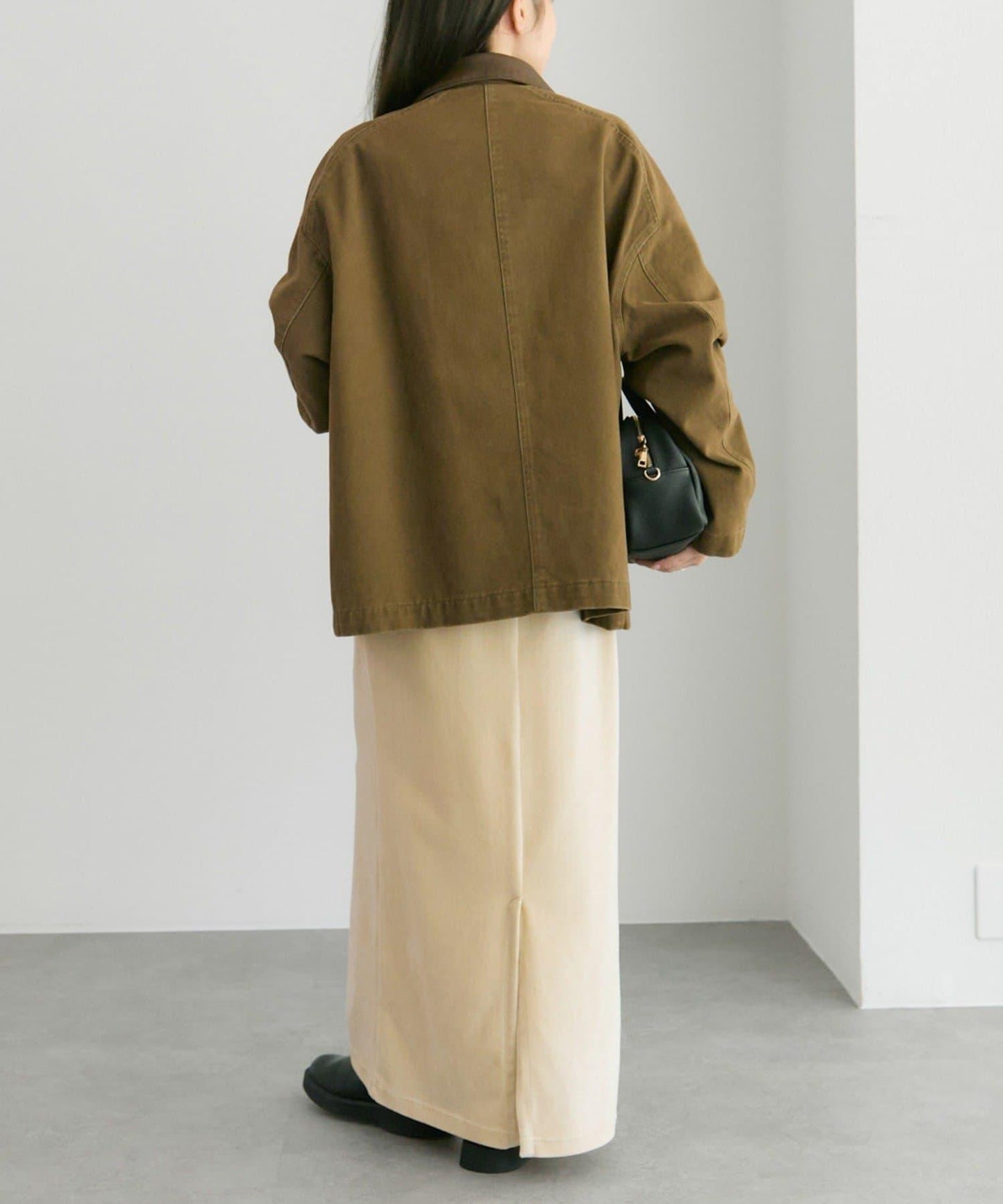 仿皮革翻領工裝夾克