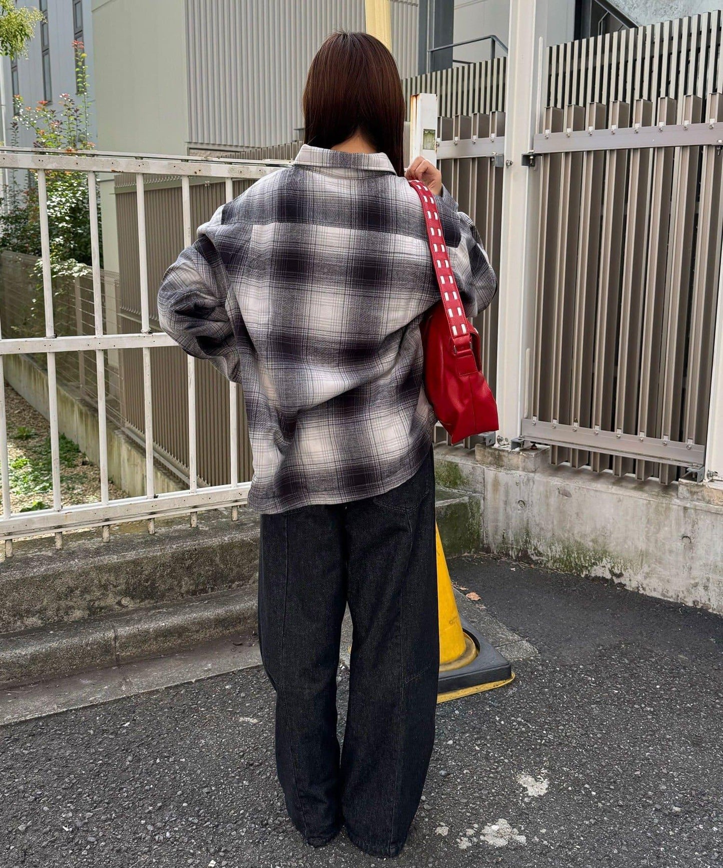 拼色格紋襯衫夾克