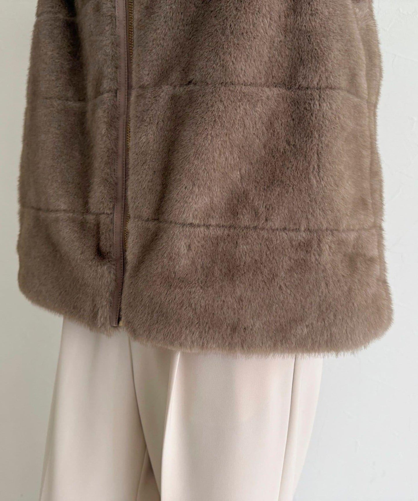 條紋絎縫毛絨馬甲