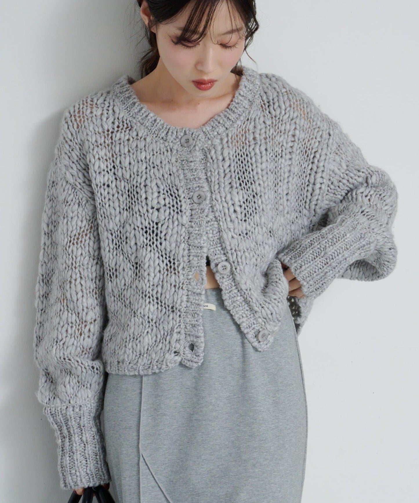 寬鬆粗線針織開衫