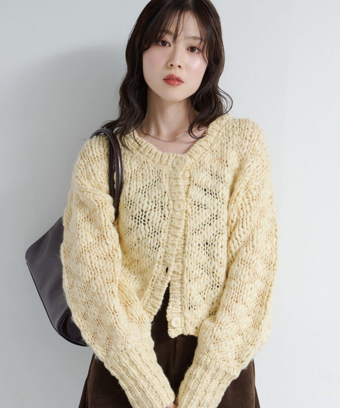 寬鬆粗線針織開衫