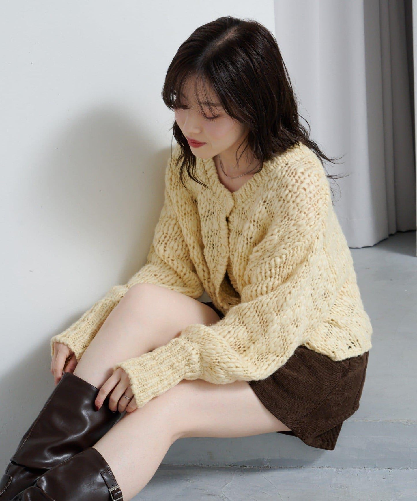 寬鬆粗線針織開衫