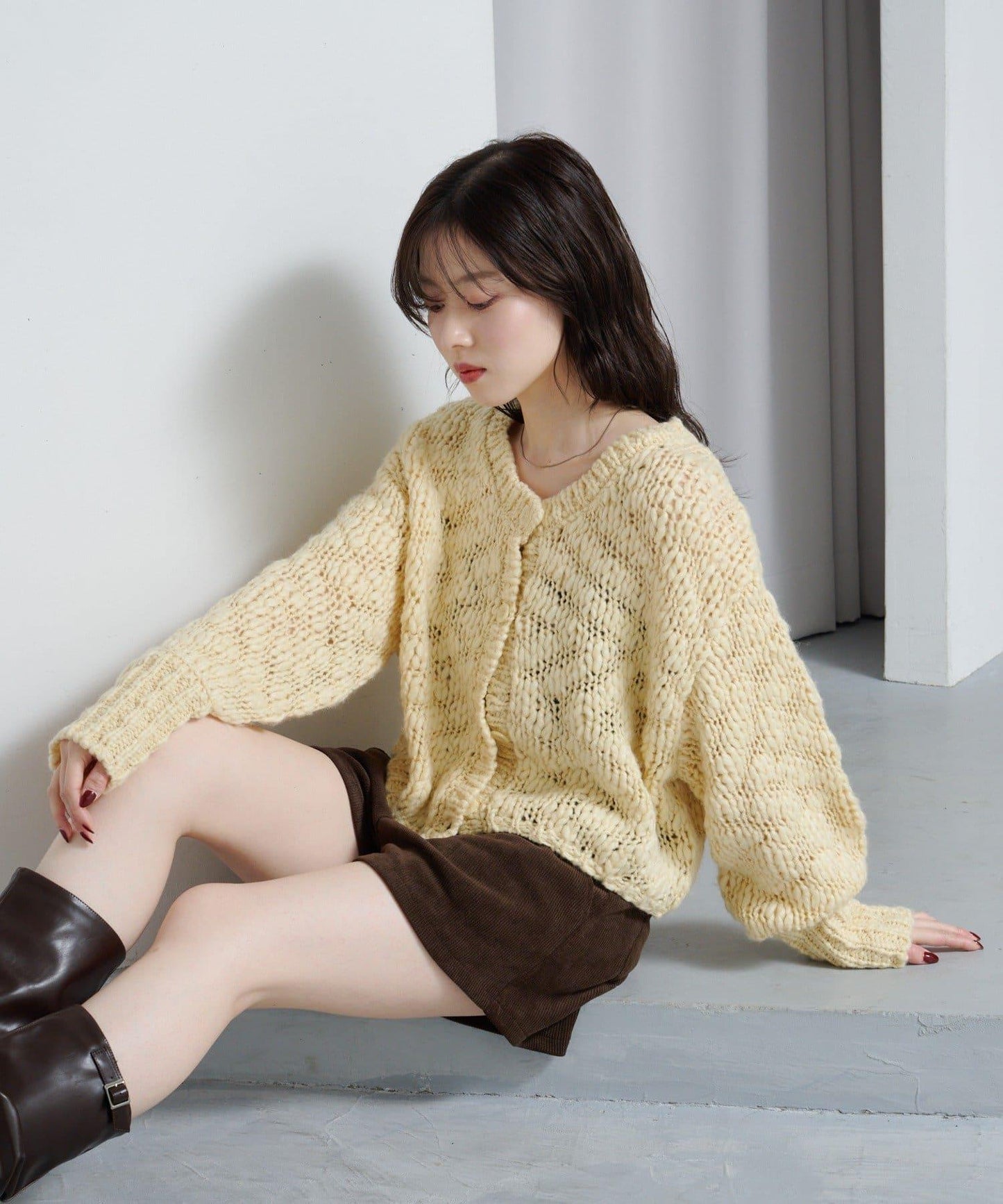 寬鬆粗線針織開衫