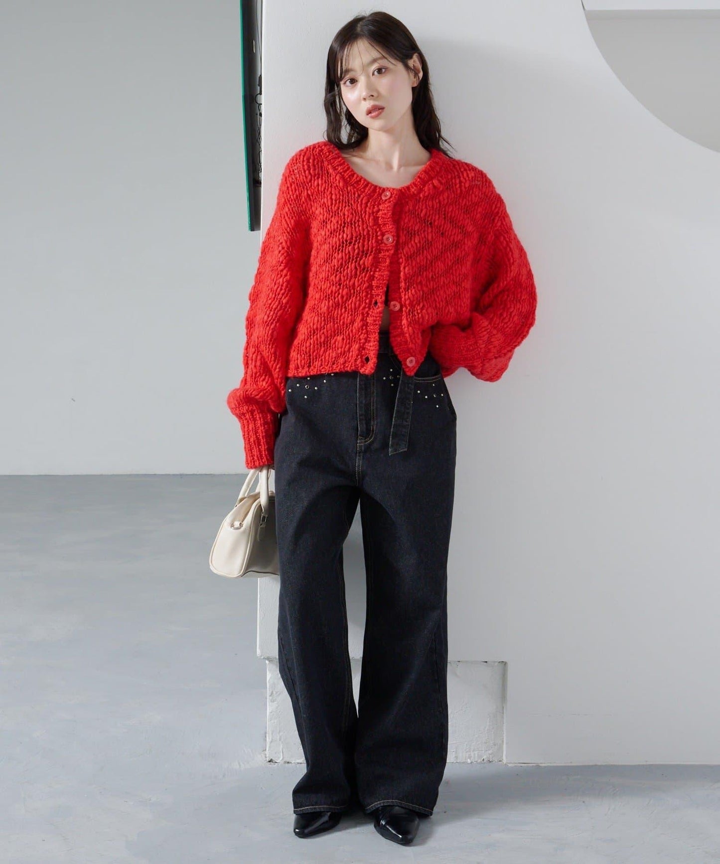 寬鬆粗線針織開衫