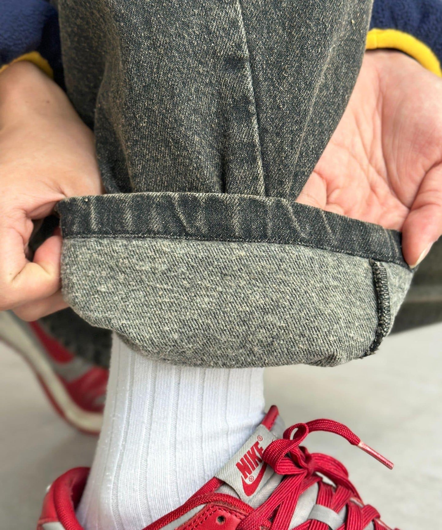 內加絨軍風牛仔褲