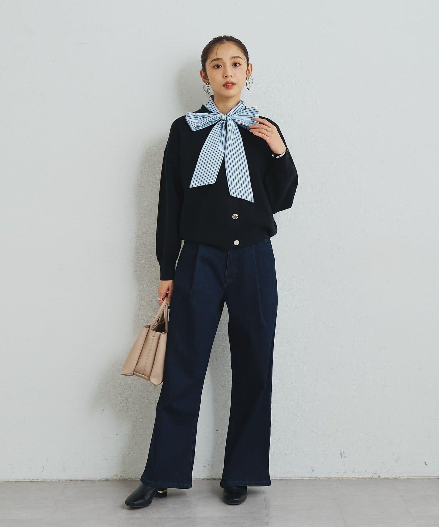 2WAY蕾絲領蝴蝶結針織開衫