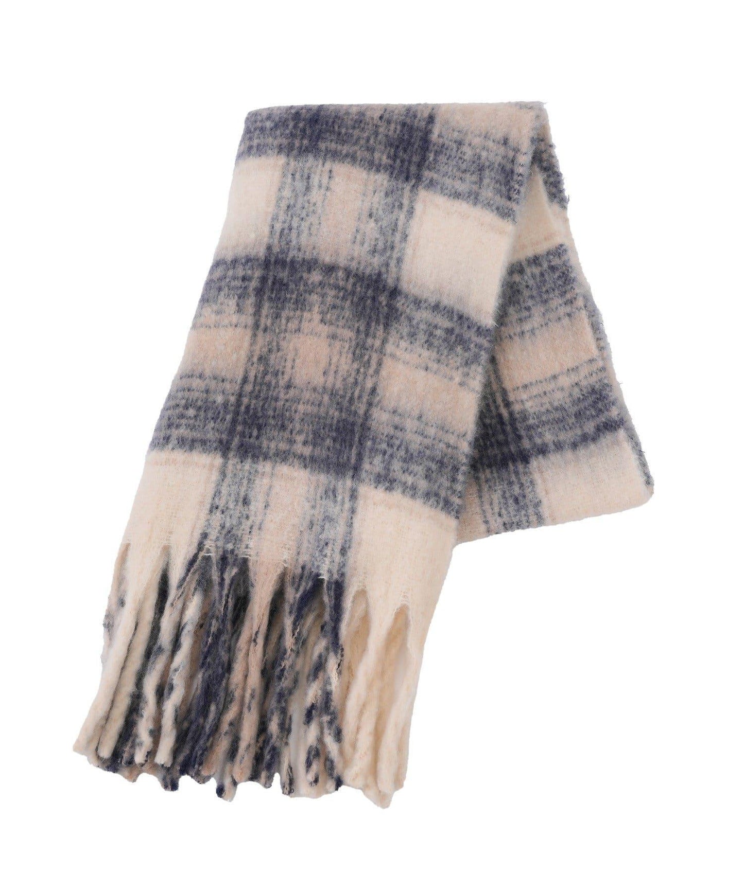 フリンジボリュームチェックマフラー