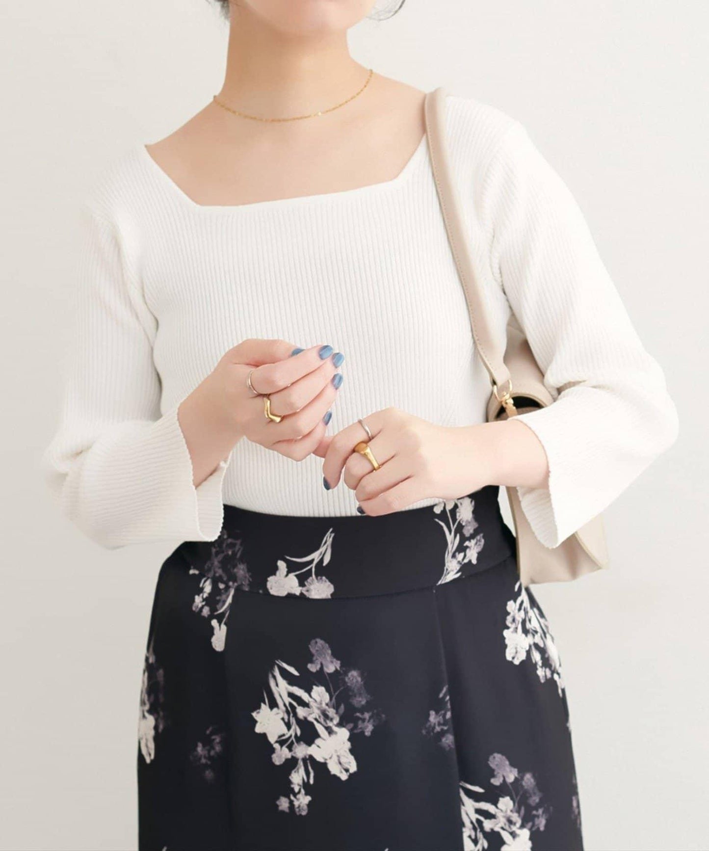 【natural couture】前後兩穿七分袖羅紋針織衫