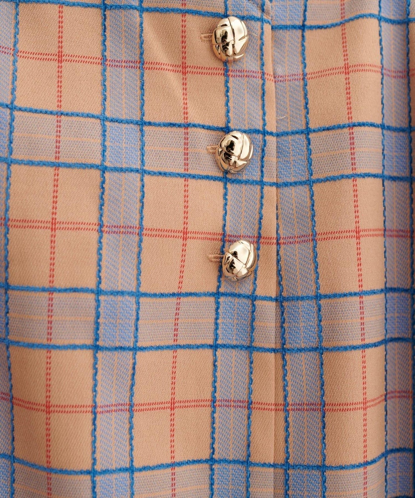 【natural couture】設計紐扣假兩件格紋半身裙