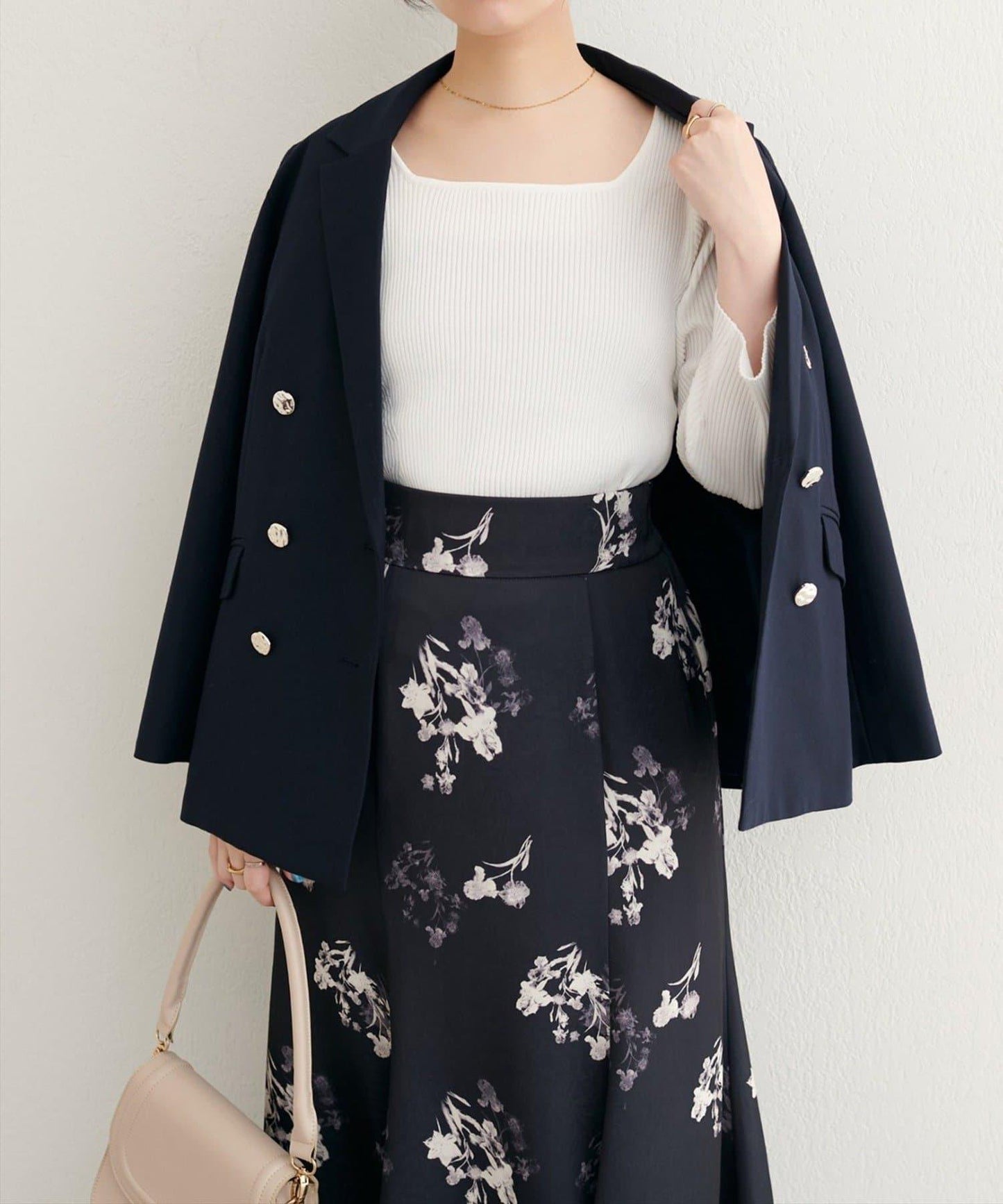 前後兩穿七分袖羅紋針織衫