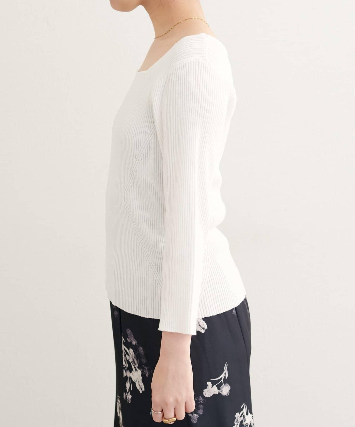 前後兩穿七分袖羅紋針織衫