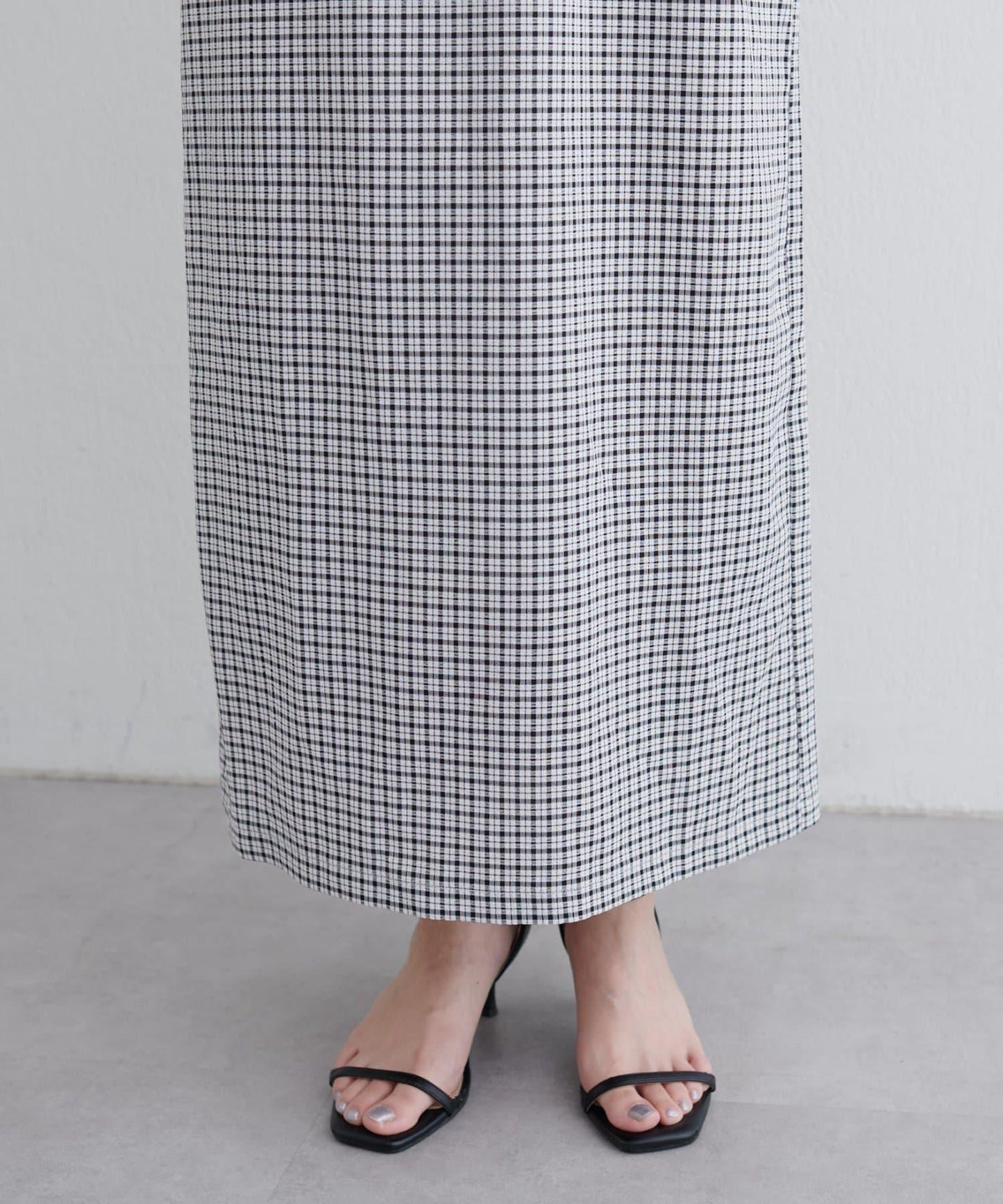 【natural couture】立體格紋泡泡袖連衣裙