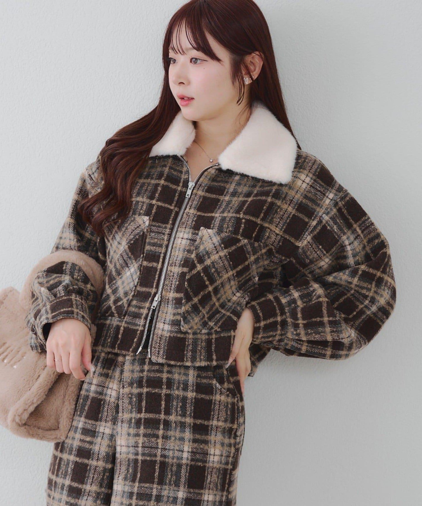 【RMAF】帶毛領拉鍊短款夾克