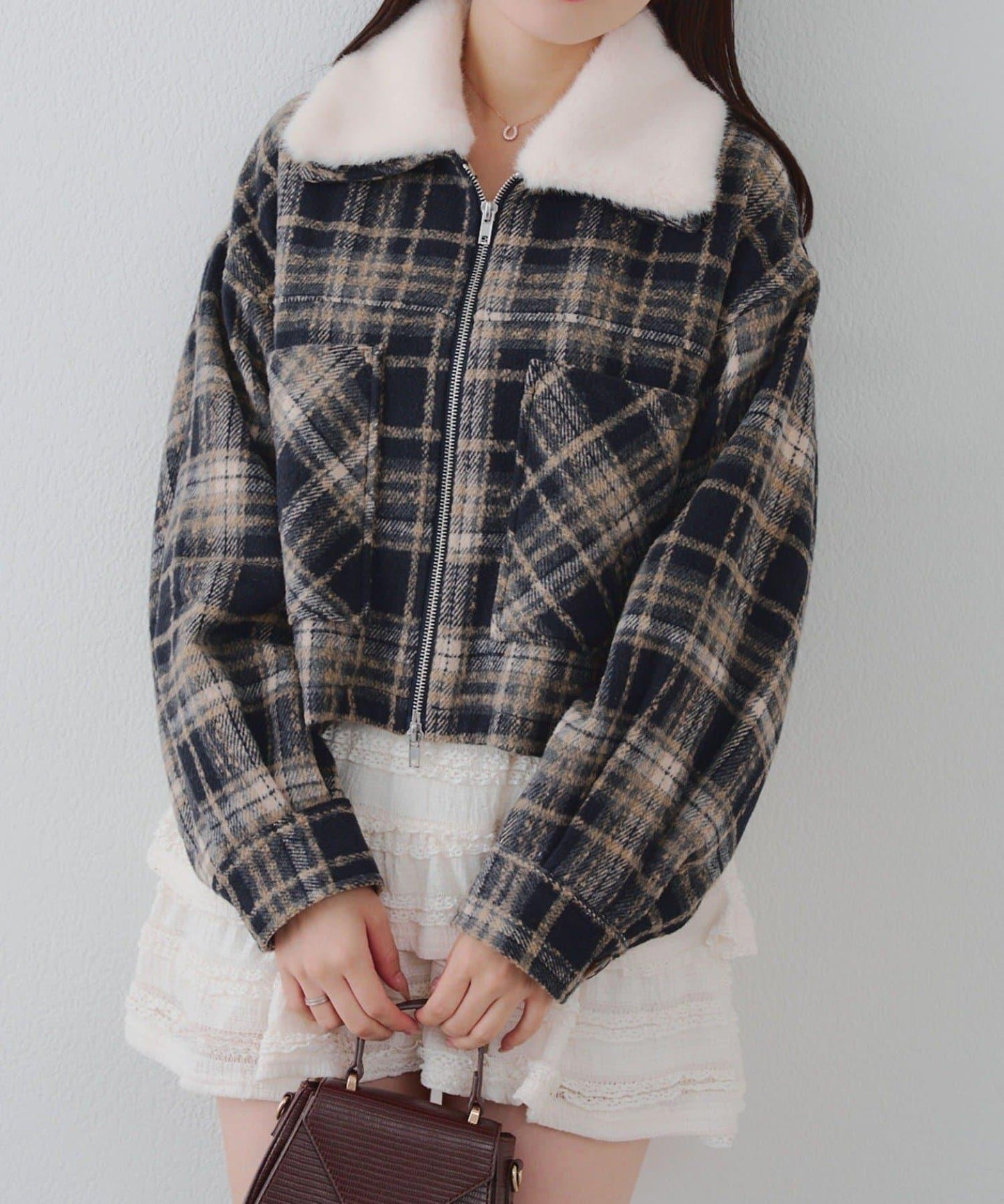 【RMAF】帶毛領拉鍊短款夾克