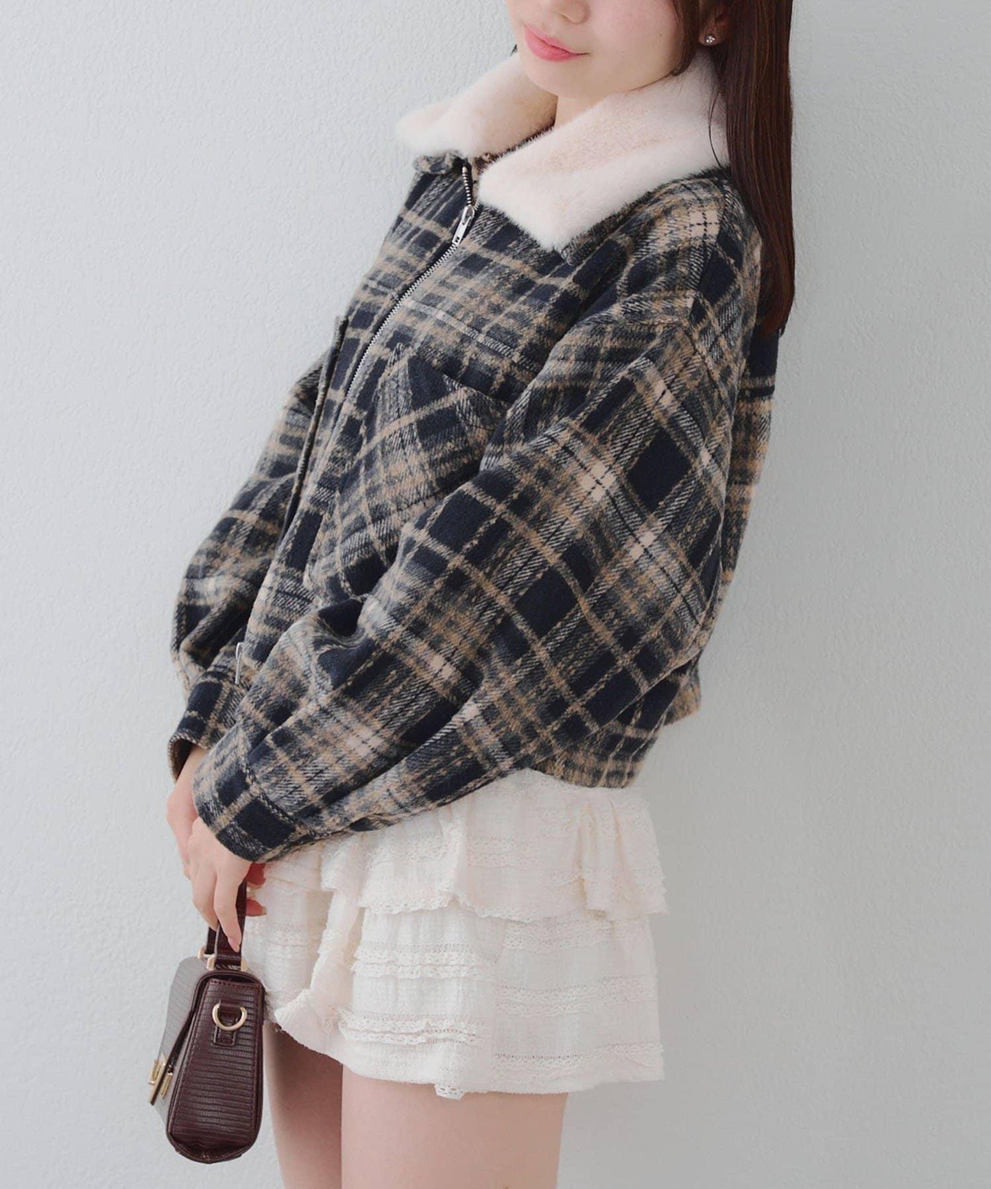 【RMAF】帶毛領拉鍊短款夾克