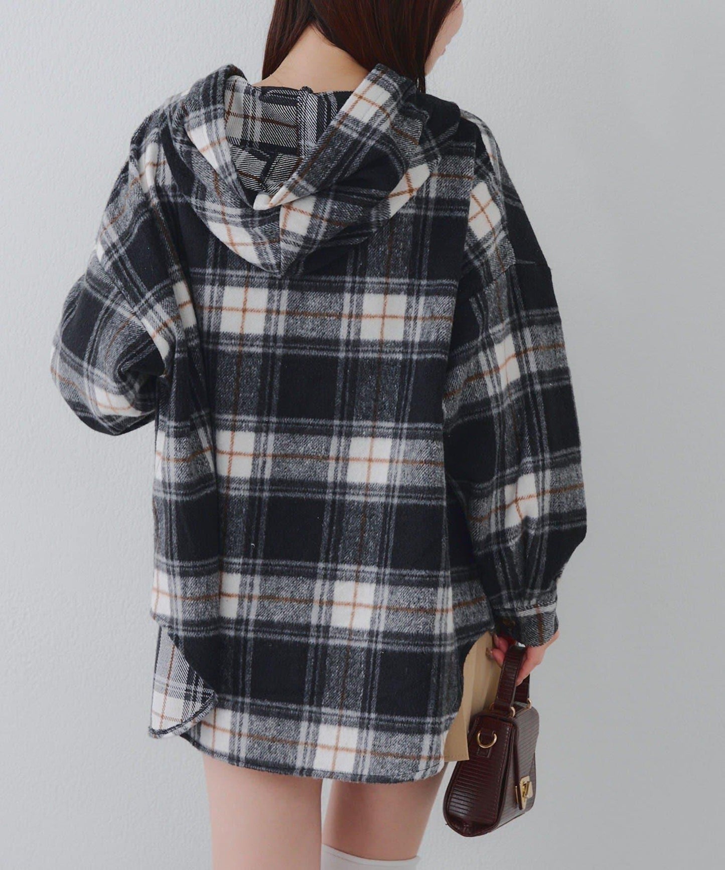 【RMAF】帶蝴蝶結格子連帽襯衫