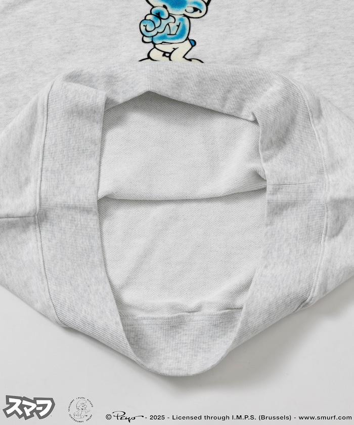 SMURFS 植絨印花圓領衛衣