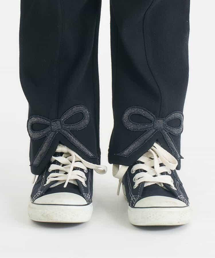 內加絨蝴蝶結開叉休閒褲 十分褲