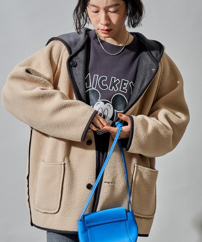 可雙面穿連帽燈芯絨羊羔絨夾克