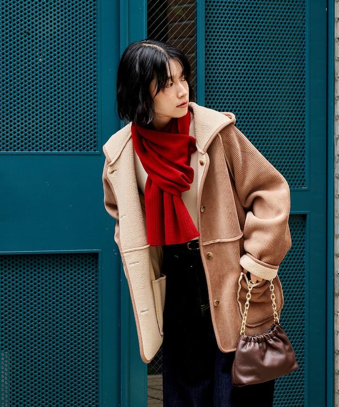 可雙面穿連帽燈芯絨羊羔絨夾克