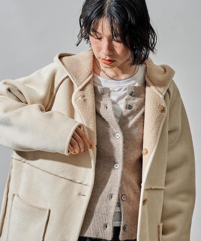 可雙面穿連帽燈芯絨羊羔絨夾克