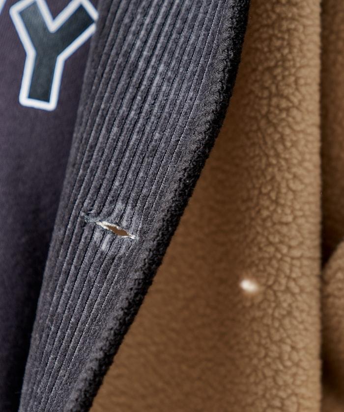 可雙面穿連帽燈芯絨羊羔絨夾克