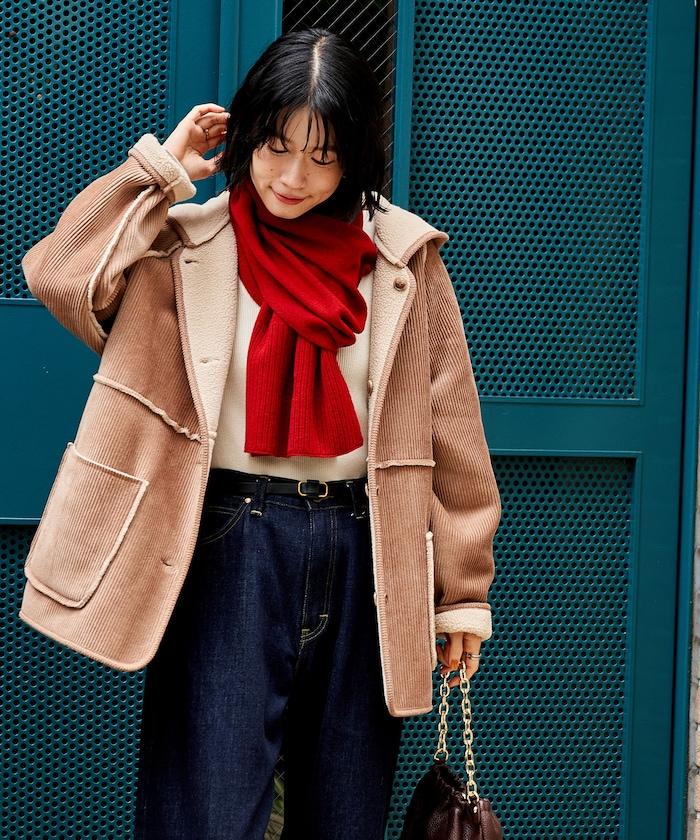 可雙面穿連帽燈芯絨羊羔絨夾克