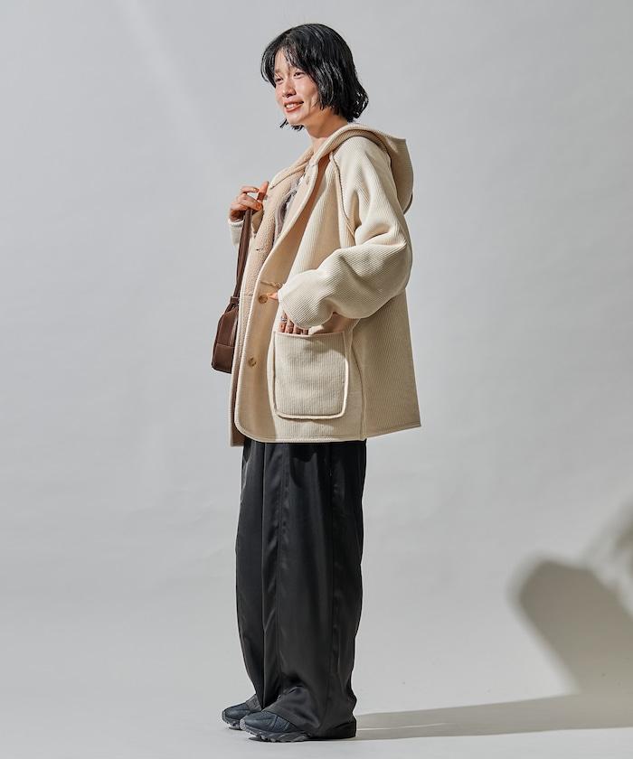 可雙面穿連帽燈芯絨羊羔絨夾克