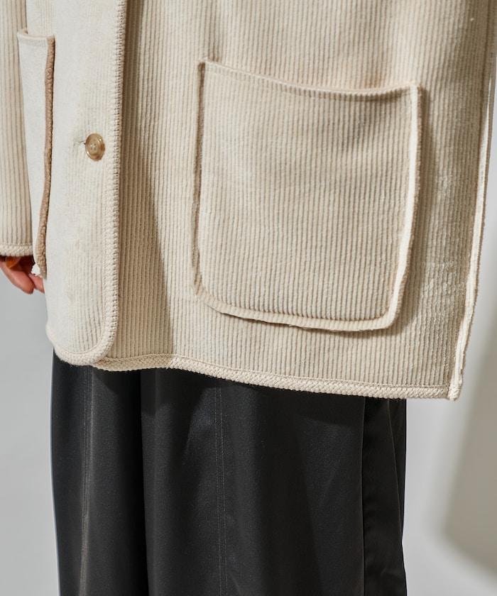 可雙面穿連帽燈芯絨羊羔絨夾克