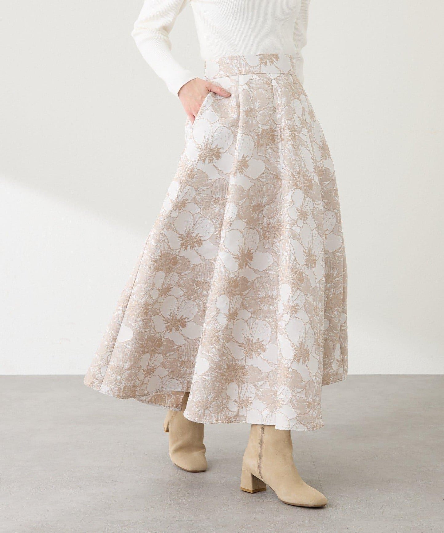 【BonBon Girls精選・最強吸睛半身裙】花卉提花半身裙