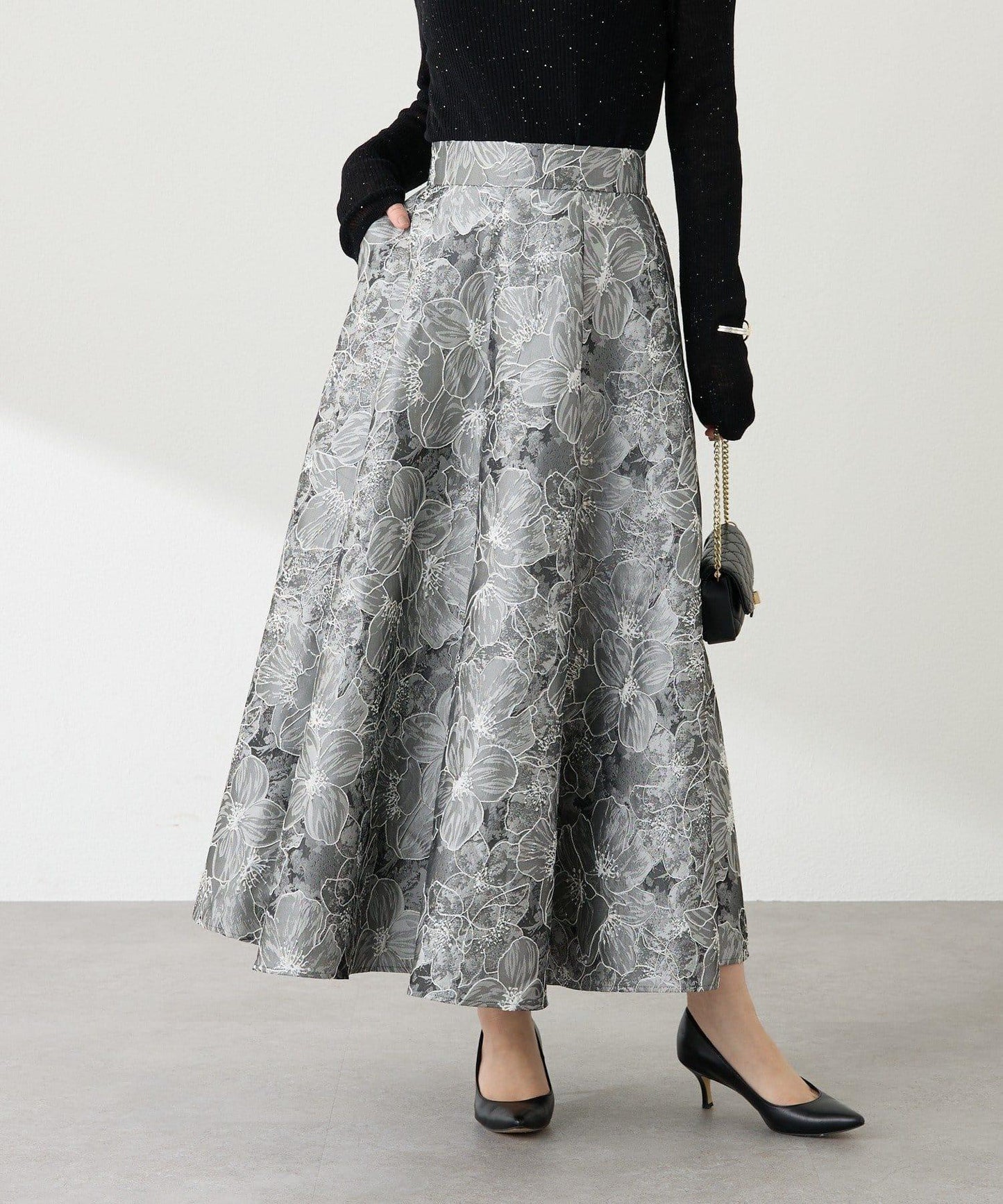 【BonBon Girls精選・最強吸睛半身裙】花卉提花半身裙